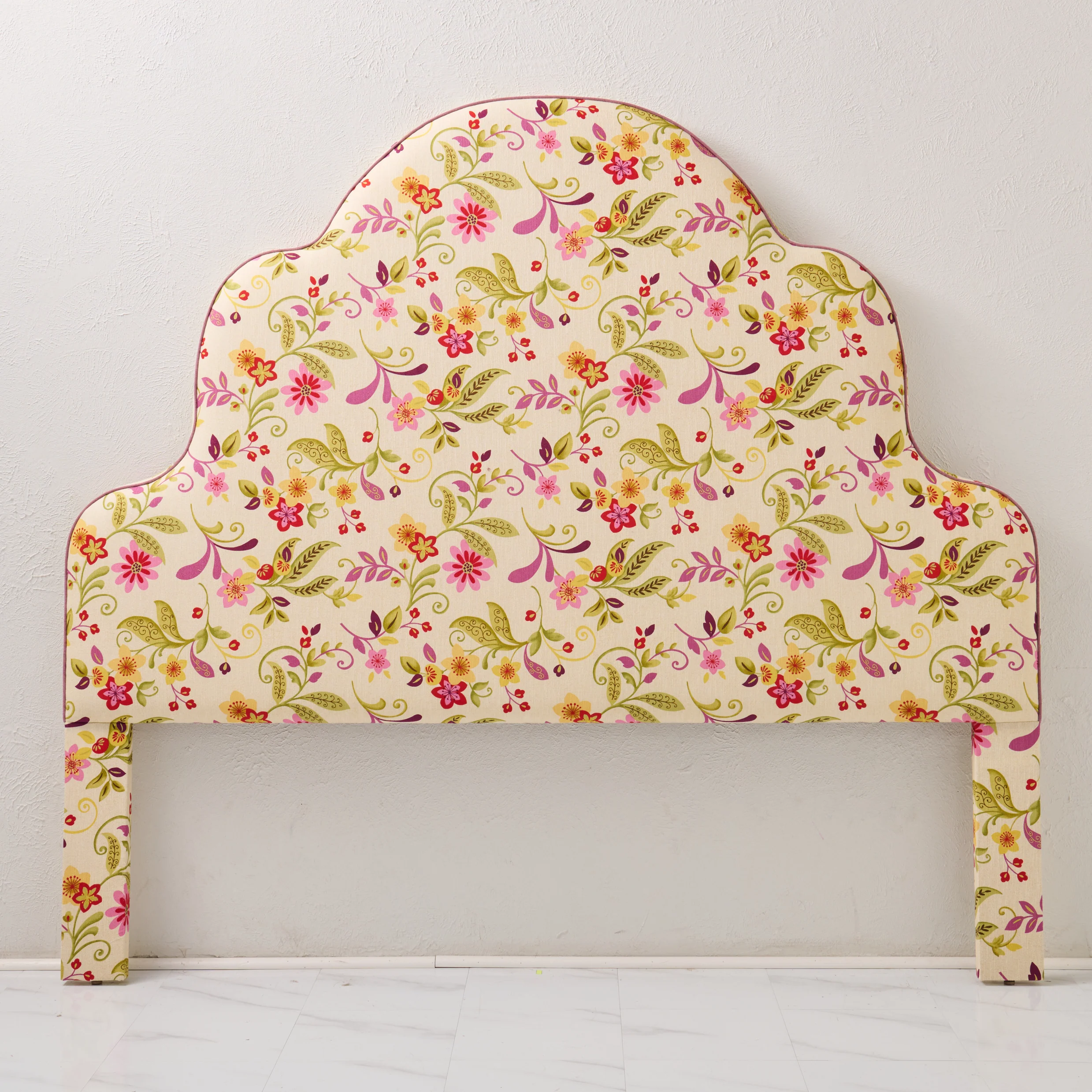 70"H King Headboard in Floral Fabriccut Fabric - Lavender Trim - Image 4