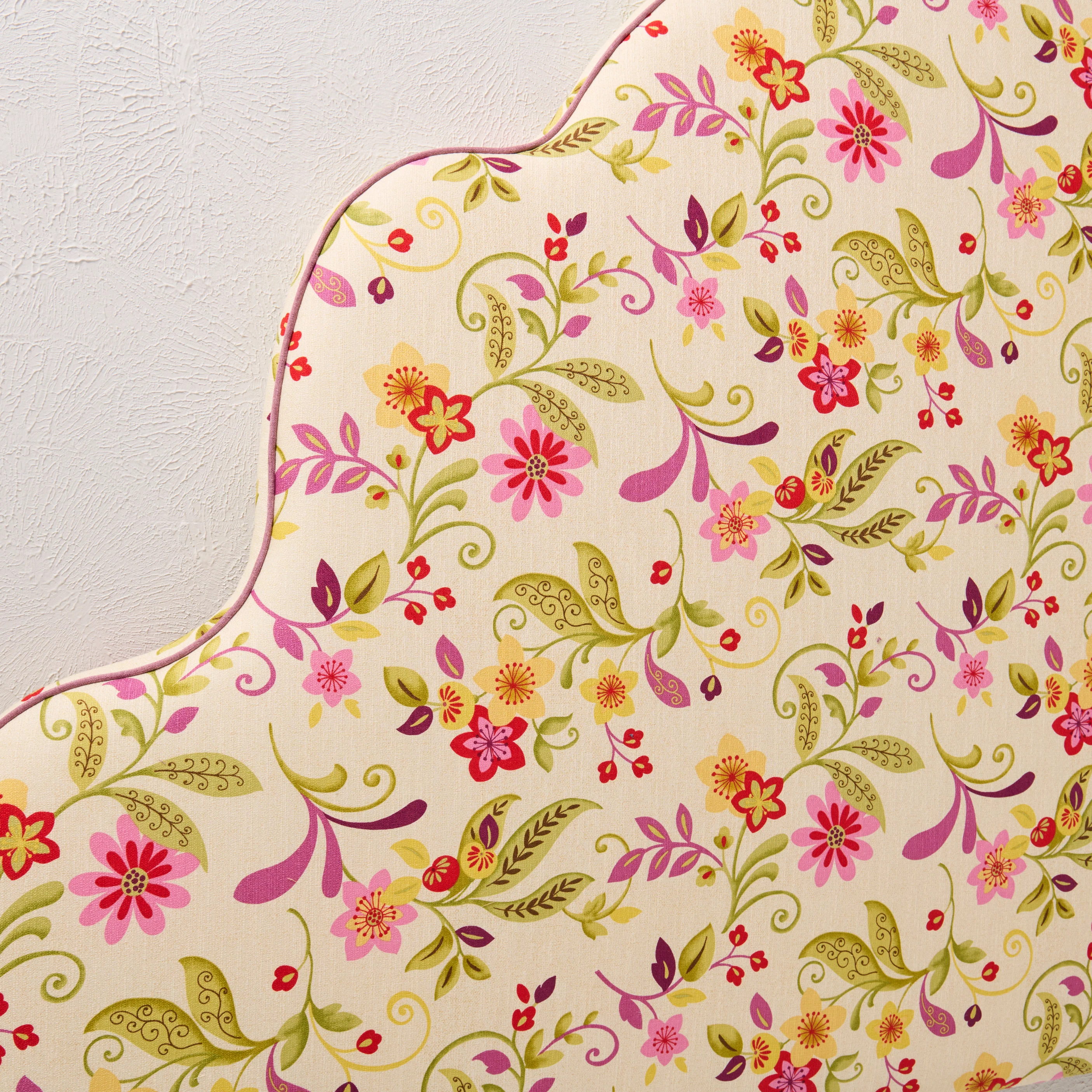 70"H King Headboard in Floral Fabriccut Fabric - Lavender Trim - Image 5