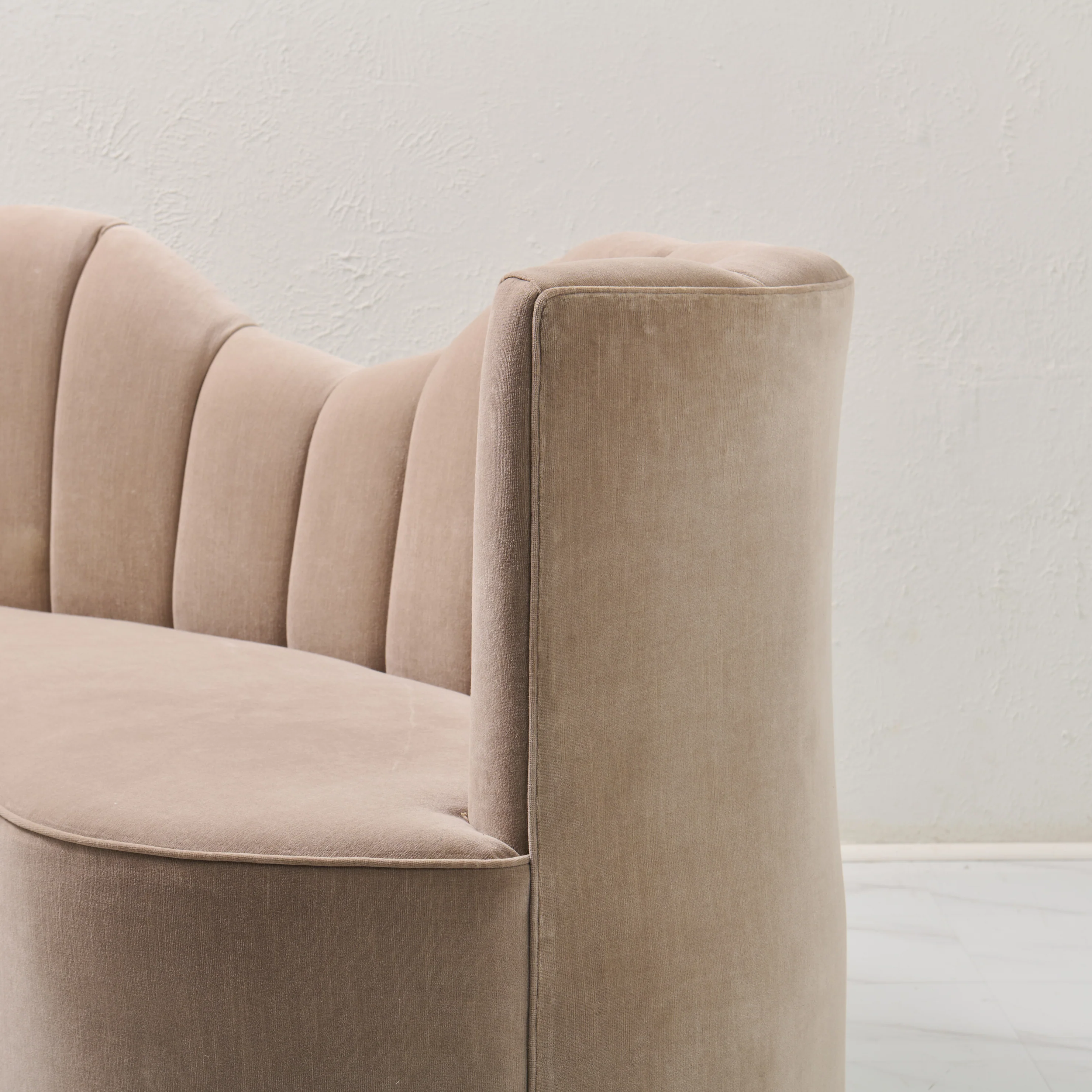 72" L Curved Loveseat Channeled Banquette - Image 4