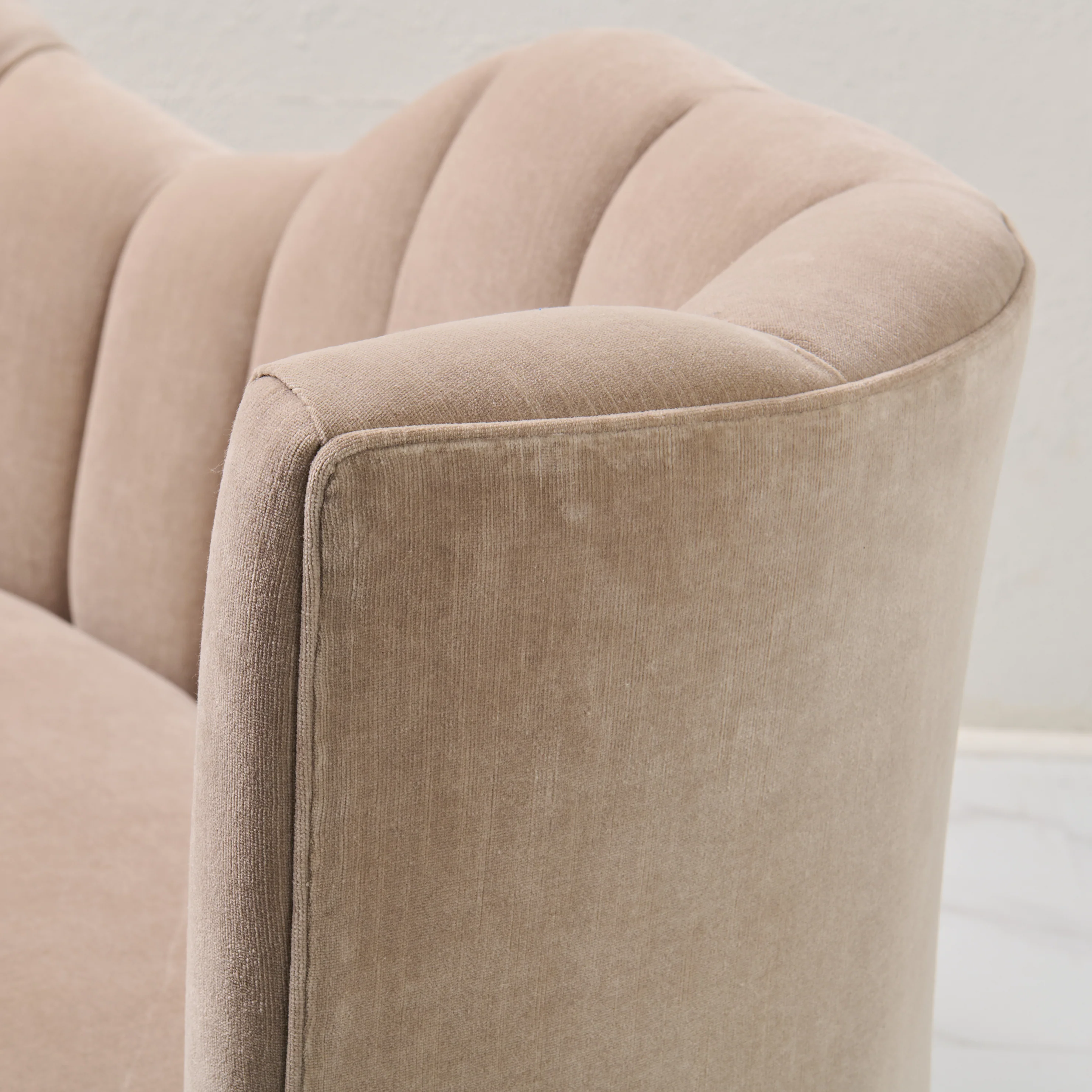 72" L Curved Loveseat Channeled Banquette - Image 5