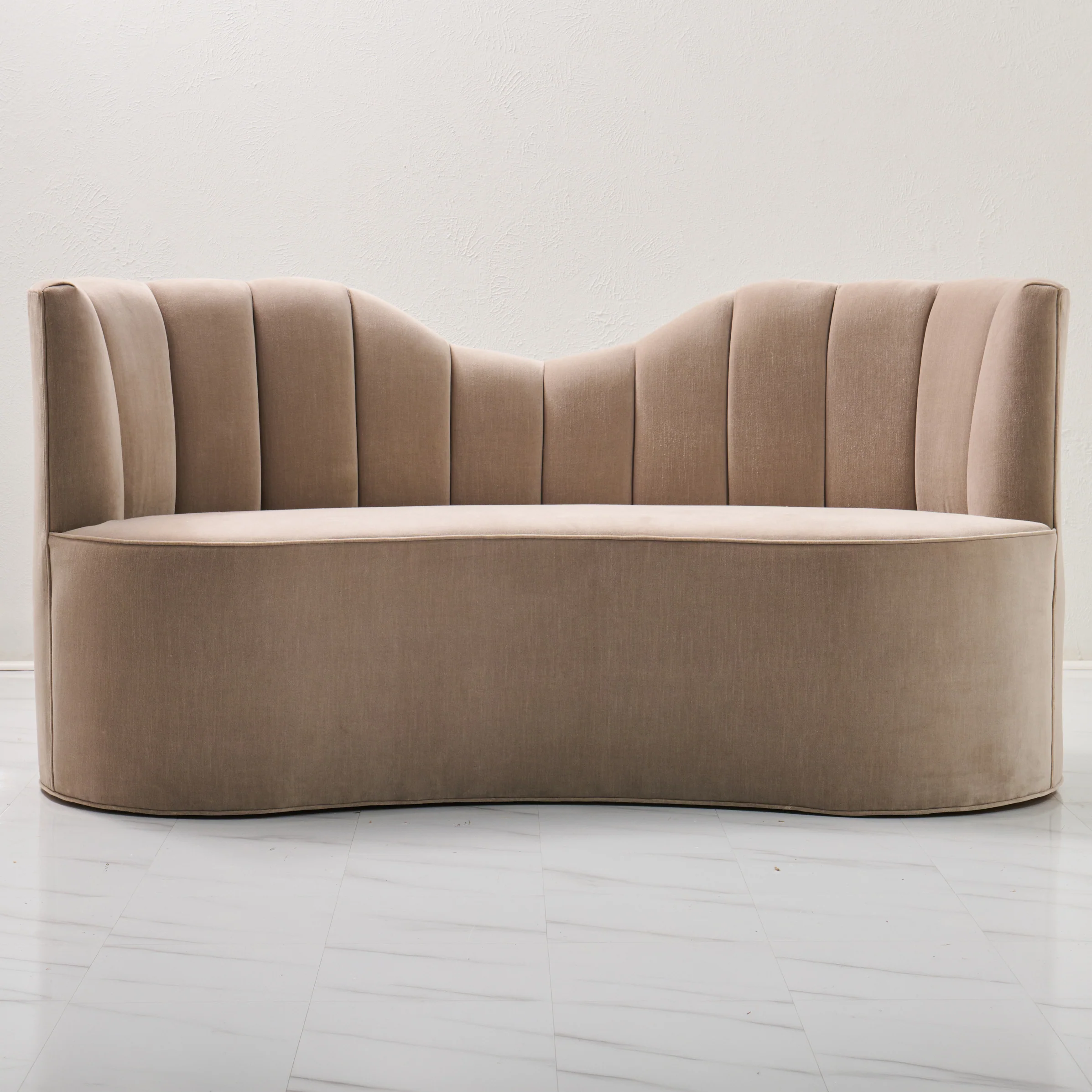 72" L Curved Loveseat Channeled Banquette - Image 7