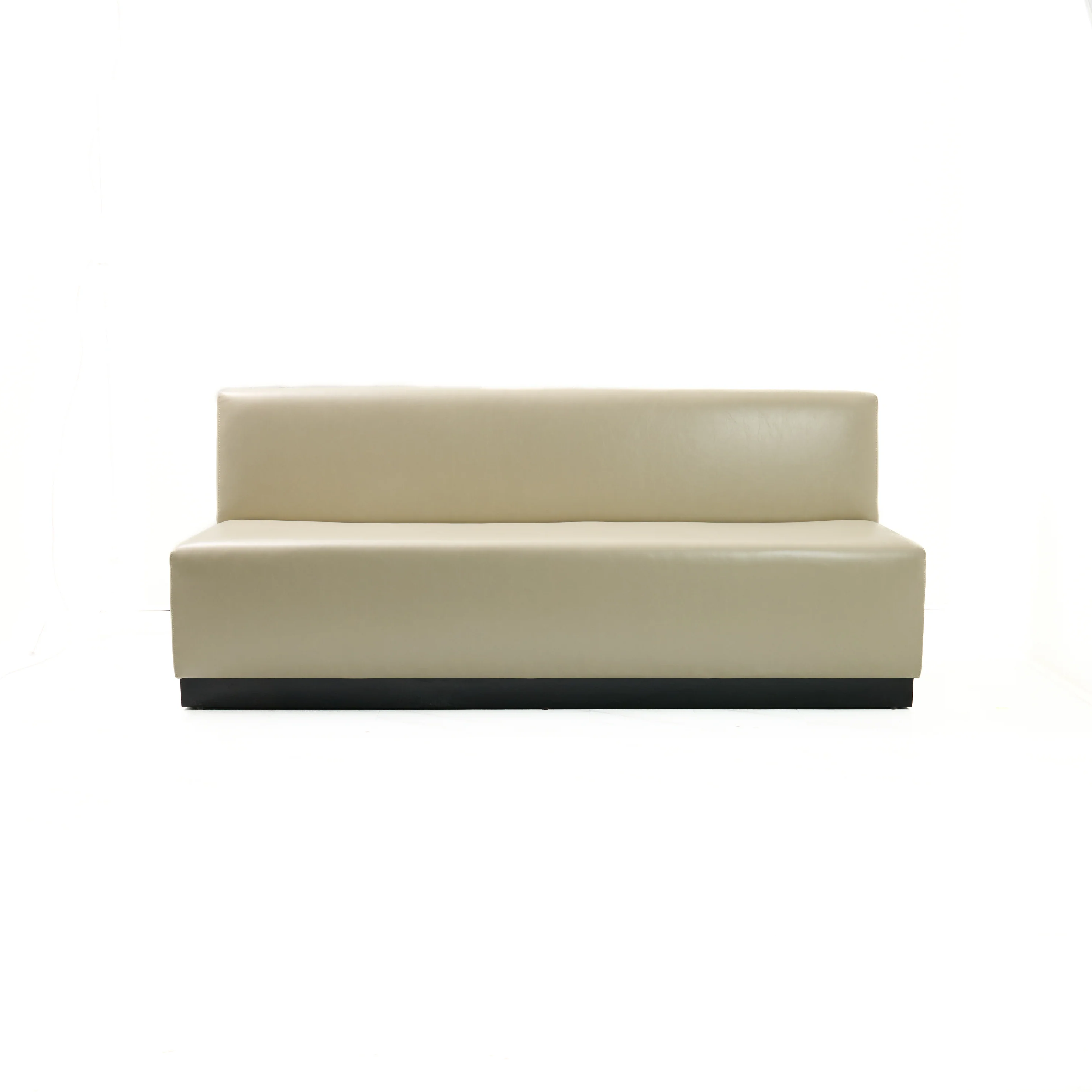 84"L Custom Banquette in Faux Leather - Modern Upholstered Dining bench with Wooden Stained Base