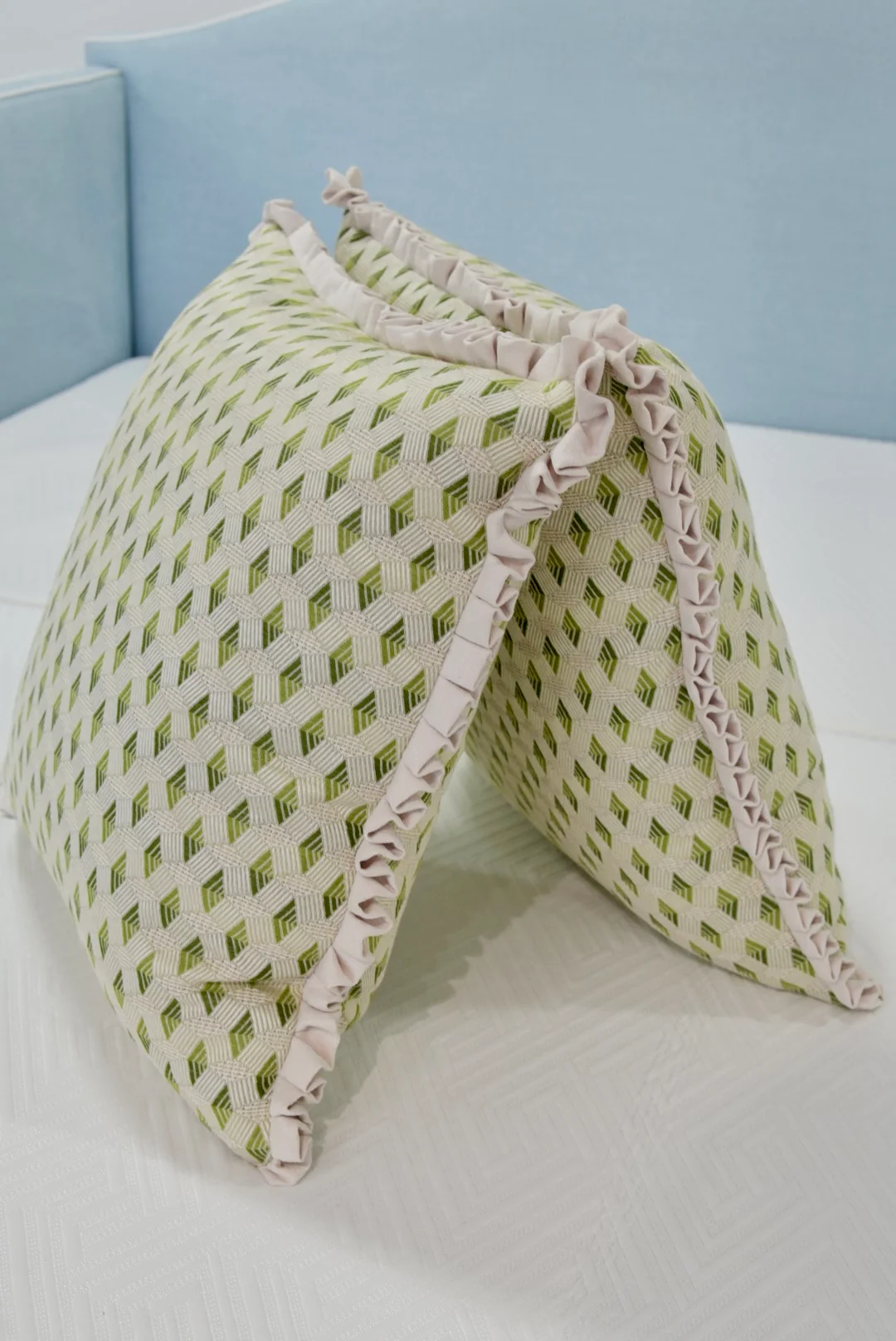 Handcrafted Throw Pillow – Diamond Greenhouse Woven Fabric - Down Feather - Image 3