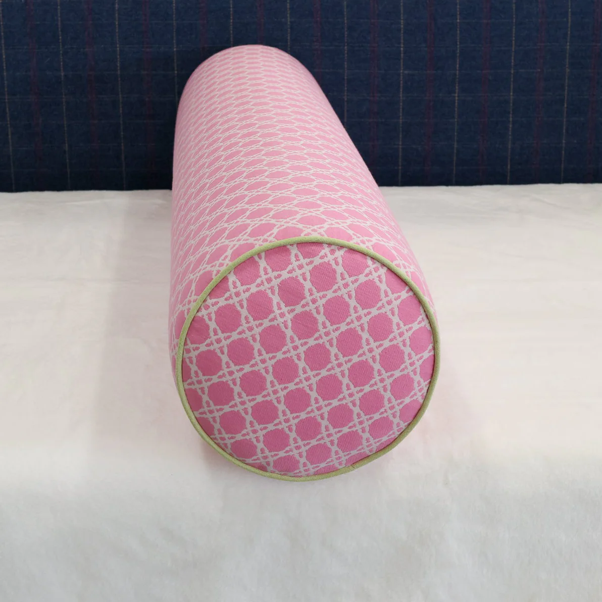 Handcrafted Bolster Pillow – Designer Decorative - Pink Lee Jofa Fabric - Foam Insert - Image 5