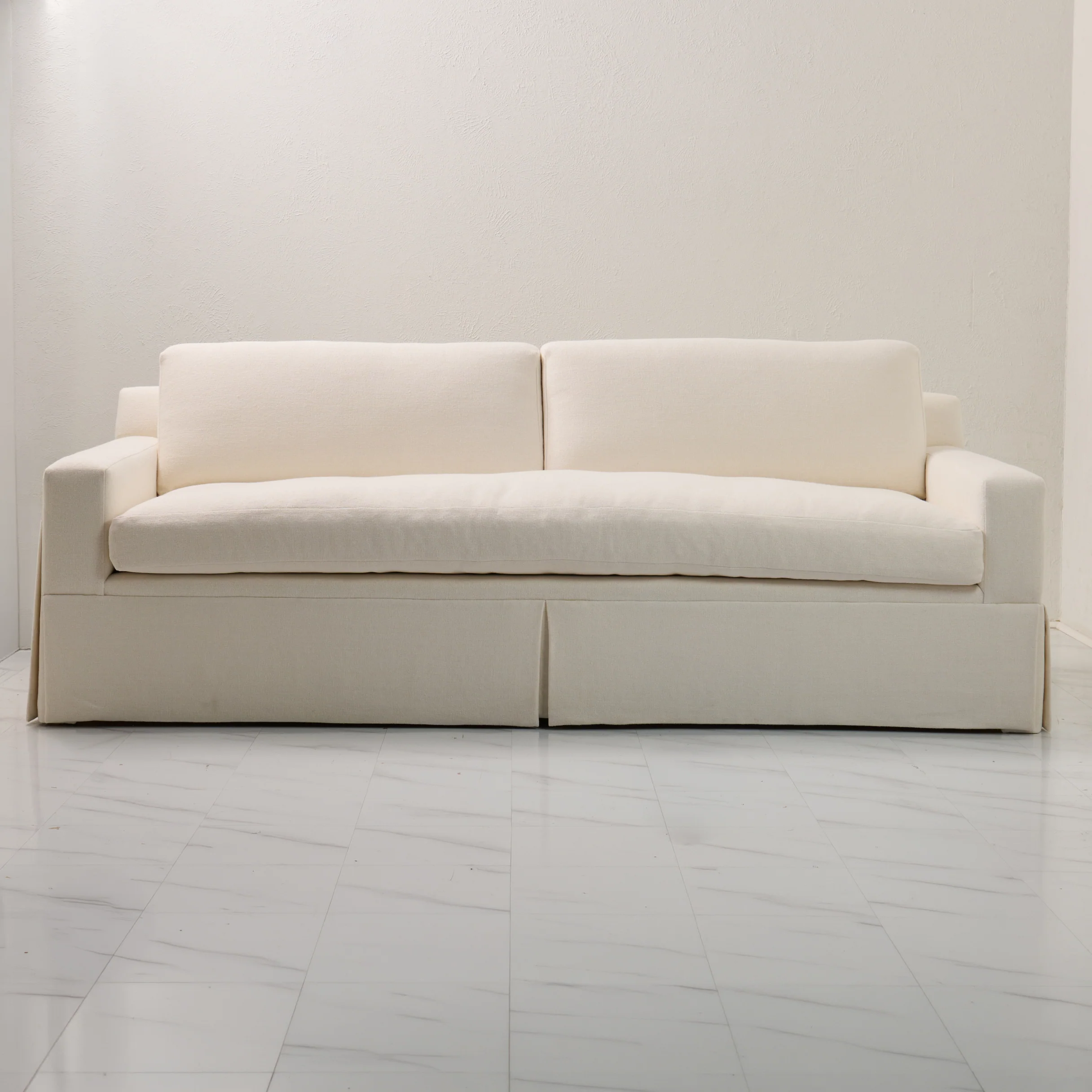 Luxe Feather-Seat Skirted Sofa in Upholstery Linen Fabric – Custom Built - Image 10