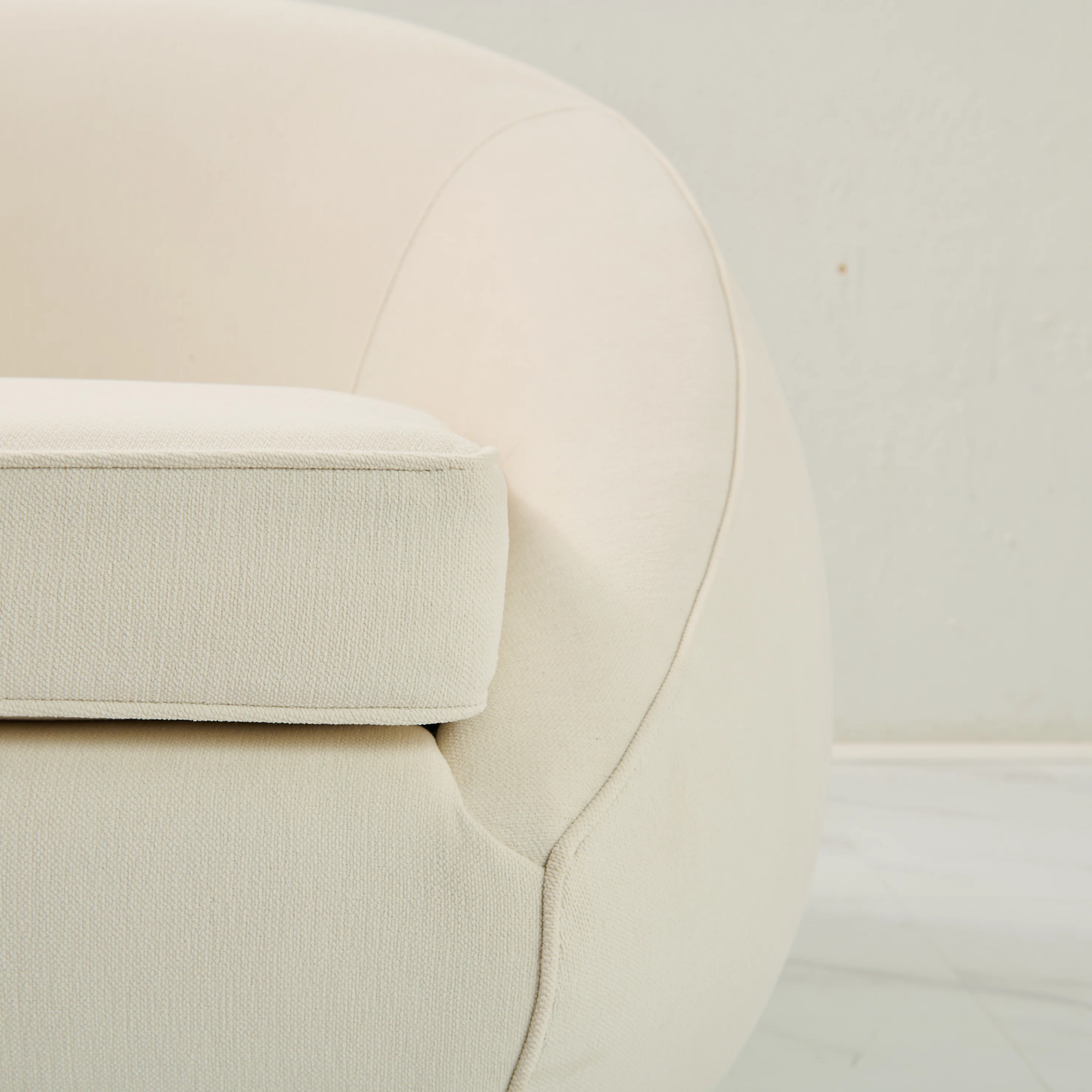 Modern Stationary Pod Chairs - Cream Upholstered Lounge Accent Chair - Image 3