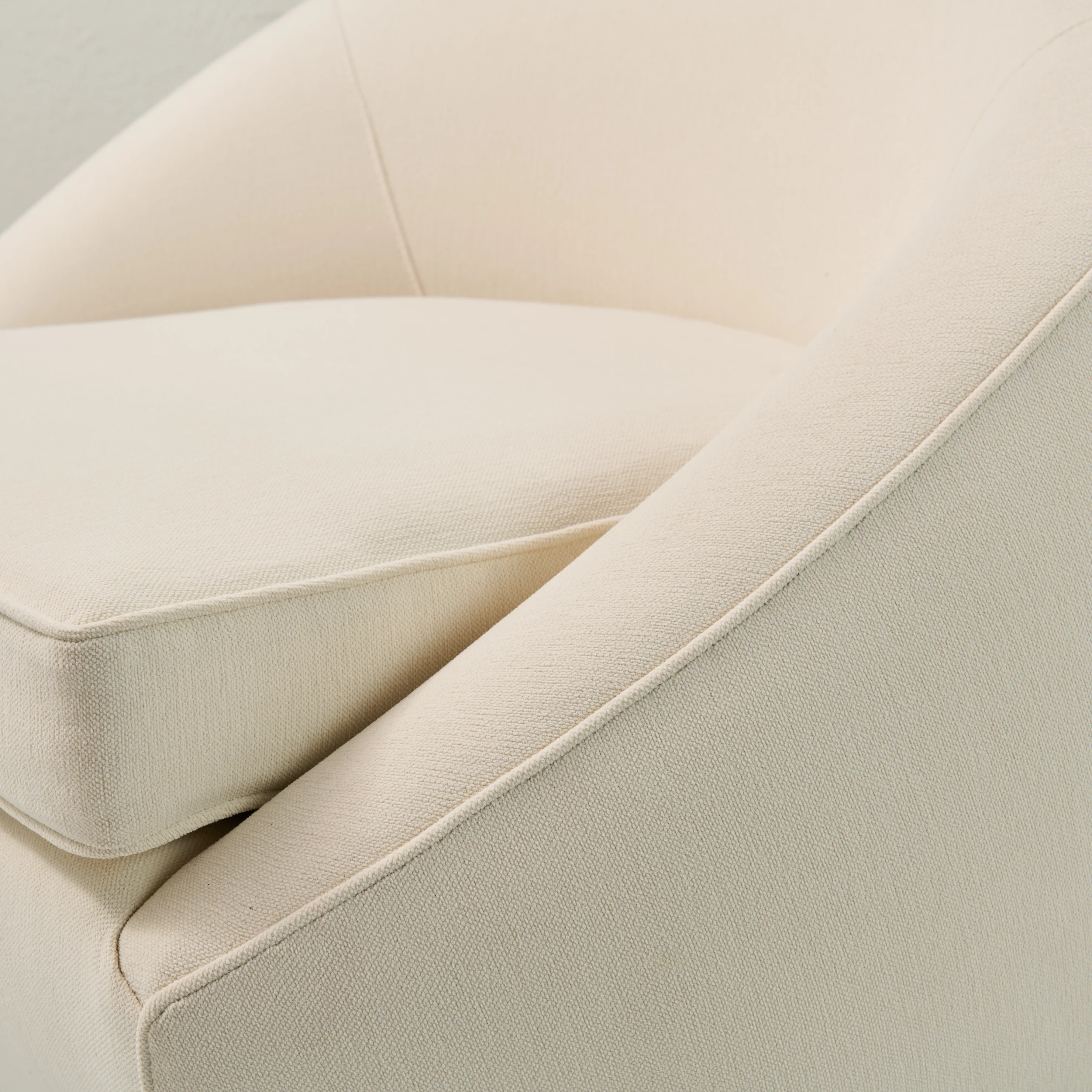 Modern Stationary Pod Chairs - Cream Upholstered Lounge Accent Chair - Image 4