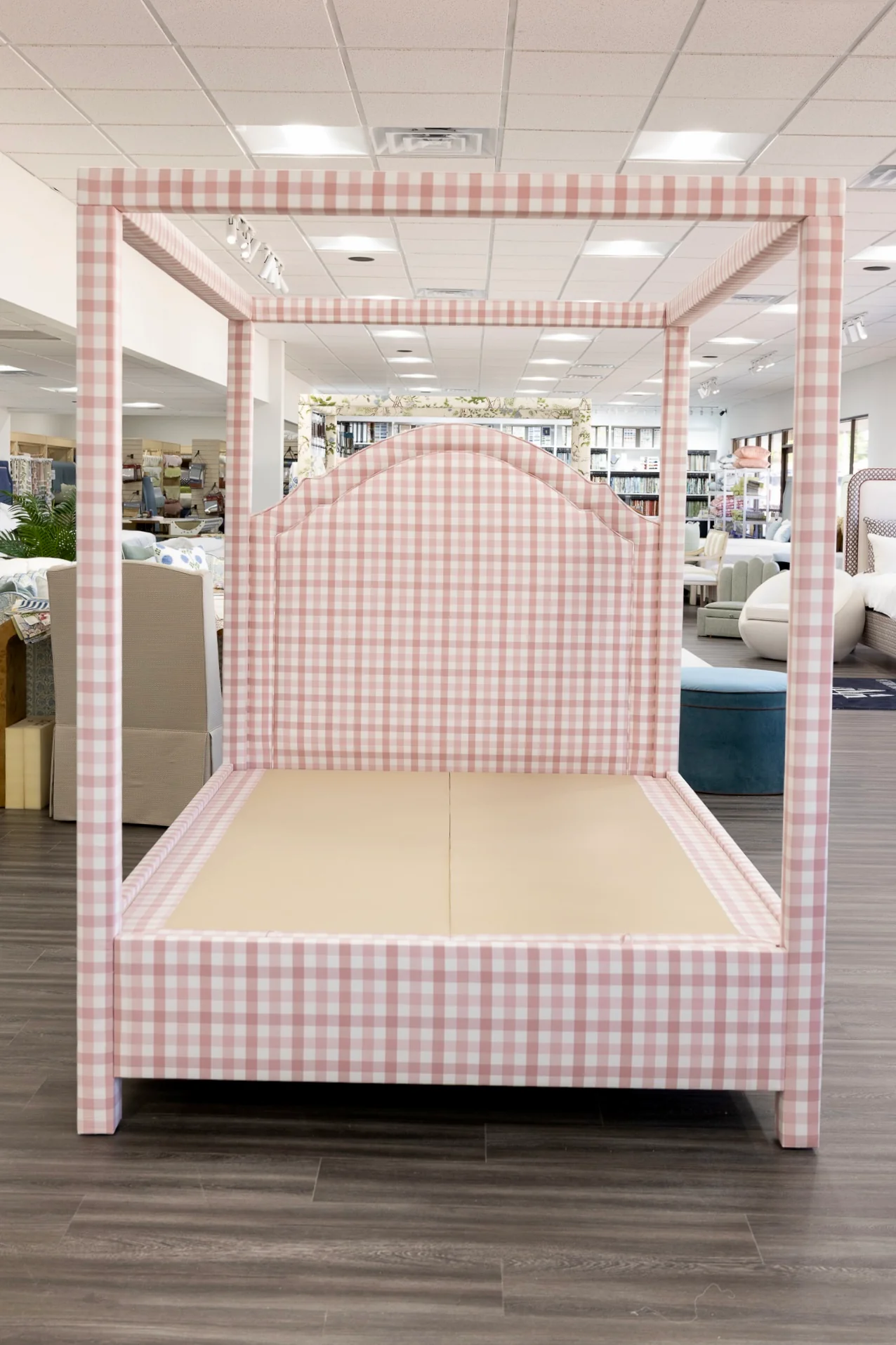 Queen Canopy Bed - Upholstered in Anne French Fabric - Image 2