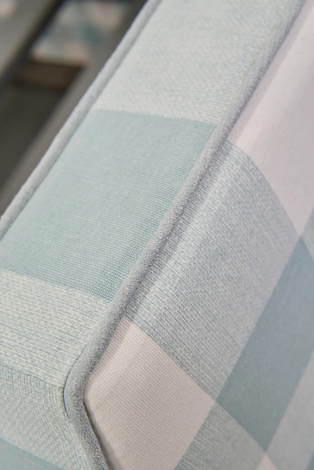 Twin Trundle Daybed - Buffalo Blue Checkered Fabric with Sky Blue Trim - Image 3