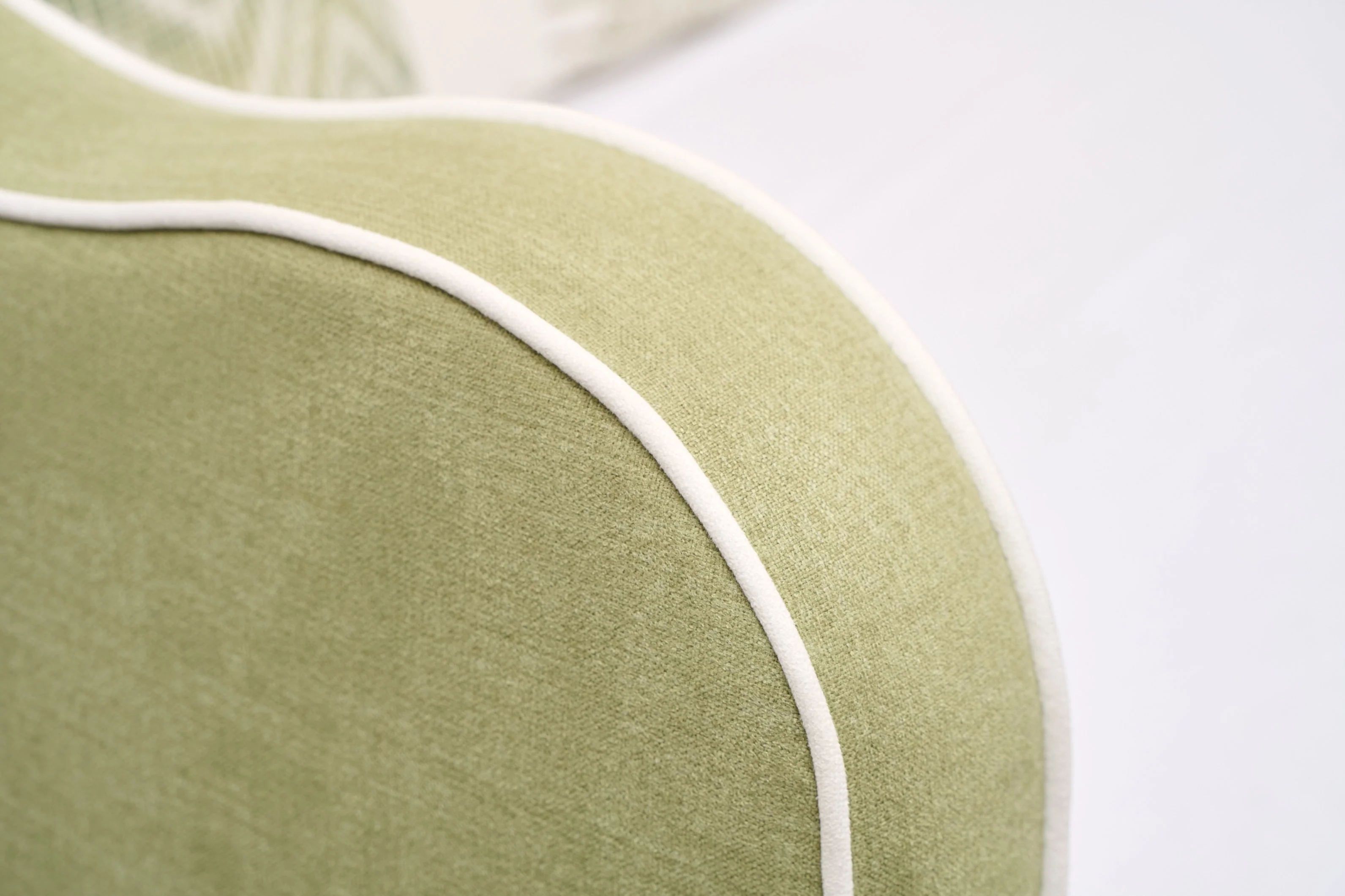 Twin Trundle Daybed - Scalloped - Pistachio Green Woven Fabric with White Trim - Image 7
